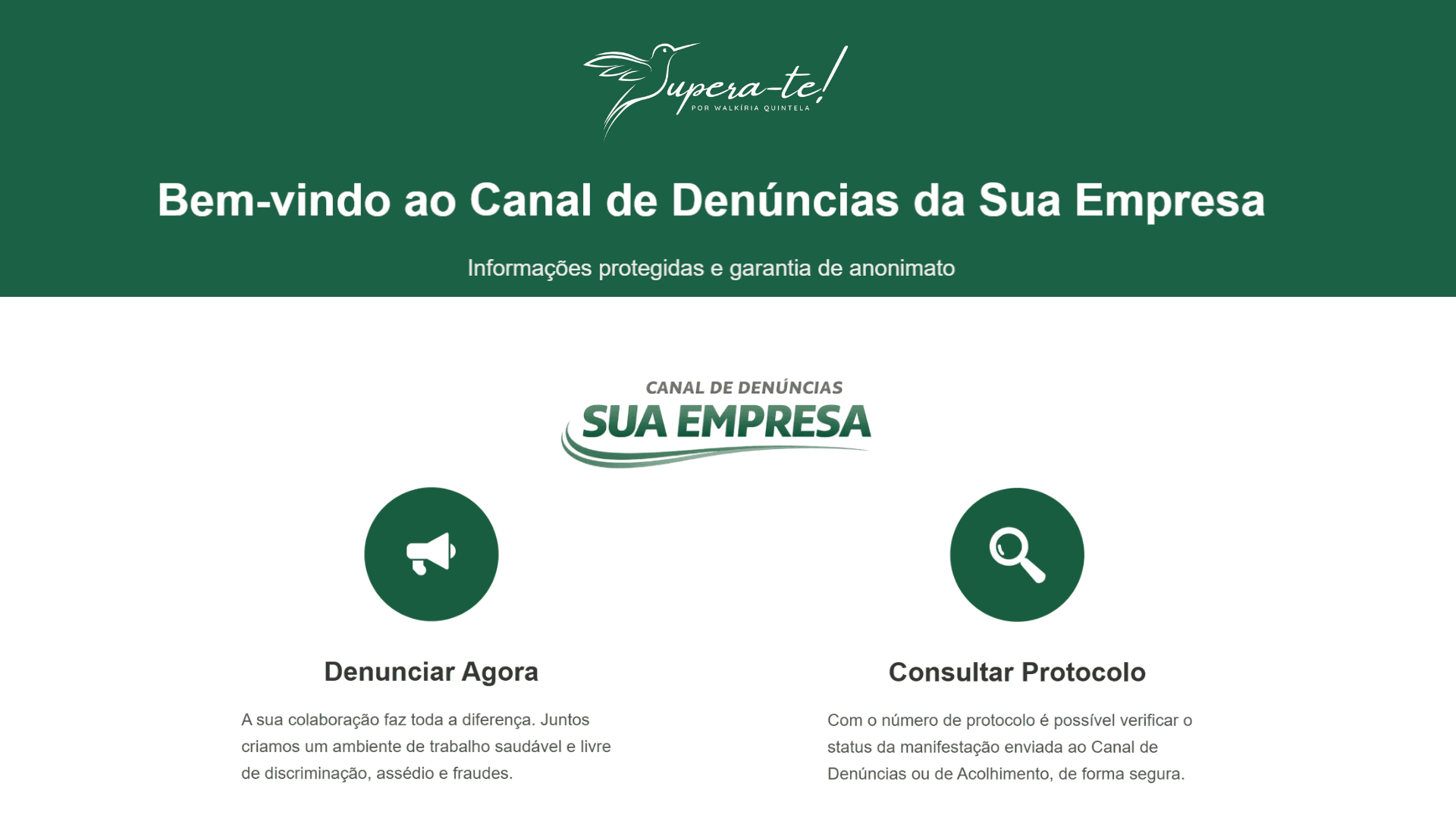Tela do canal de denúncias InformeSeg